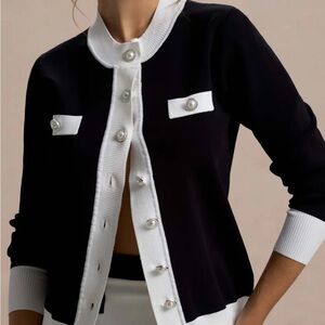 Joelle | Black & White Knit Cardigan